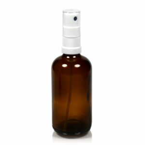 Diese braune 100ml Medizinflasche (Braunglas) mit weißem Sprühzerstäuber können Sie mit EM-Blond oder EM-Clean befüllen