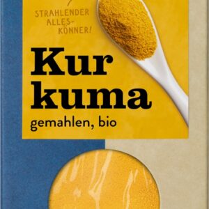 Kurkuma gemahlen Sonnentor bei plantenfit Ingwergewächs, die Wurzel enthält Kurkumin Polyphenole Speisen und Getränke färbt sie gelb wie Safran