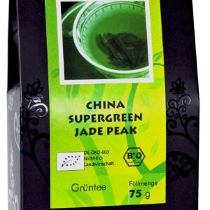 Supergreen Jade Peak außerordentlicher Tee plantenfit besonders feines Blatt aus jüngsten Spitzen hell jadegrün feiner Zartbittergeschmack