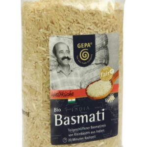 Basmati Reis Bio, teilgeschliffen, feinkörniger, lockerer Bio Basmatireis mit seinen leicht nussigen Geschmack und feinen aromatischen Duft