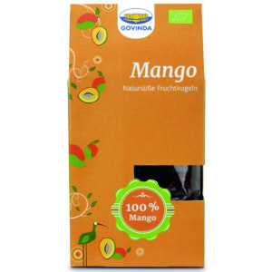 Mango Kugeln Govinda aus getrockneten Mangos ein fruchtiges leckeres Geschmackserlebnis leicht säuerlich exotisch gesund