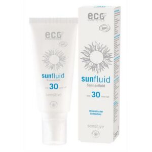 Sonnenfluid LSF 30 natürliches Sonnenschutzmittel schützt sofort wasserfest mit Bio Granatapfelkernöl Bio Himbeerkernöl für sensible Haut