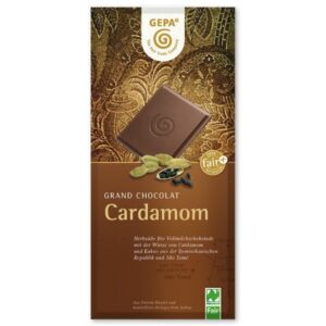 Cardamom Grand Chocolat Vollmilchschokolade besonders lange conchiert mit orientalischem würzigem Schmelz Kakaobutter als einziges Fett