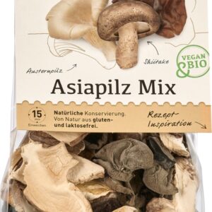 Asiapilz Mix Wohlrab Bio aromaschonend getrocknet Shiitake Austernpilz Mu Err für asiatische Küche aus ökologischer Zucht oder zertifizierter Wildsammlung