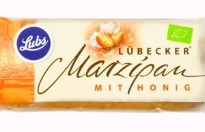 Lübecker Honig Marzipan Lubs 250g genussfertig, ideal zum Backen, lässt sich gut ausrollen für Torten und Konfekt aus Mandeln und Honig